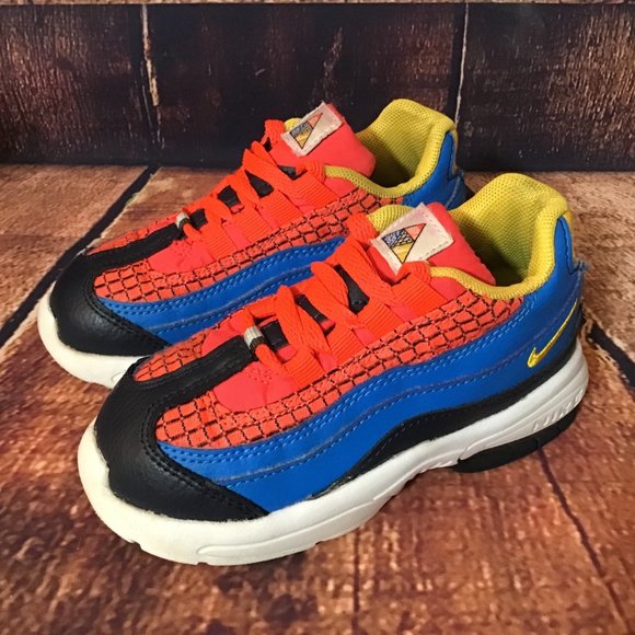 Nike Other - Nike Air Max 95 Toddler Size 8 Bright Crimson Blue Yellow Spiderman Look Shoes